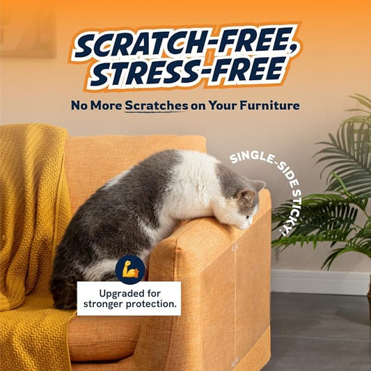 Panther Armor Anti Scratch Furniture Protector, 6-Sheets + 36 Pins, Couch Guards from Cat Claws, 100% Transparent, Stop Cats & Dogs from Scratching Furniture, Heavy Duty