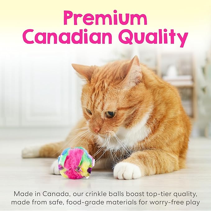 Large Cat Crinkle Ball Toy – 24-Pack of 2.5" Lightweight Indoor Kitten Toy – Soft, Sparkle, Interactive, Safe for Pets, Kittens & Cats, Enrichment & Birthday Gift, Alternative Foil-Like Toy Balls