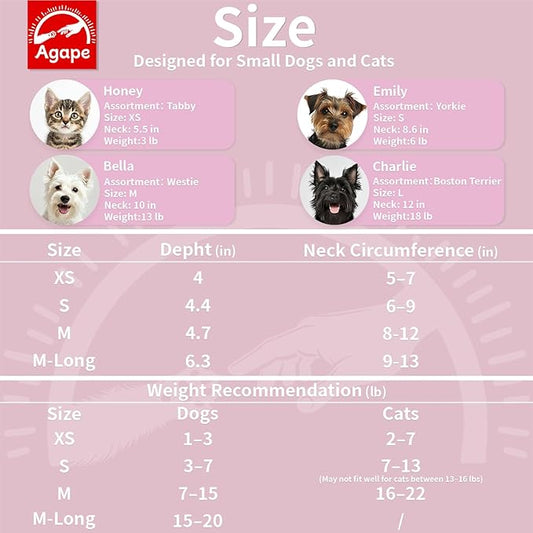 Agape Soft Dog Cone for Small Dogs & Cats, Comfy Dogs Recovery Collar After Surgery, Adjustable E Collar Alternative to Stop Licking, Protective Elizabethan Collars for Pup, Comfortable Dog Cones