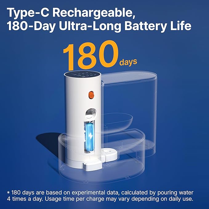 Potaroma Smart Wireless Pet Water Fountain, No Filter, 3.5L Large Capacity, Rechargeable Automatic Water Dispenser for Cats and Small Dogs, Wastewater Separation Always Fresh Water