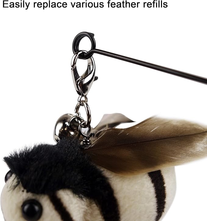 TTcat Cat Feather Toy Replacement Cat Toy Wand Refills, 4 Pcs Simulation Insects Bird Feathers Refills, Cat Toy Replacement Feathers for Cat Wand…