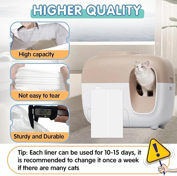 60Pcs Cat Litter Box Liners for PetSnowy SNOW+ Automatic Cat Litter Box, Tear & Leak Resistant Self-Sealing Waste Drawer Liner Bags