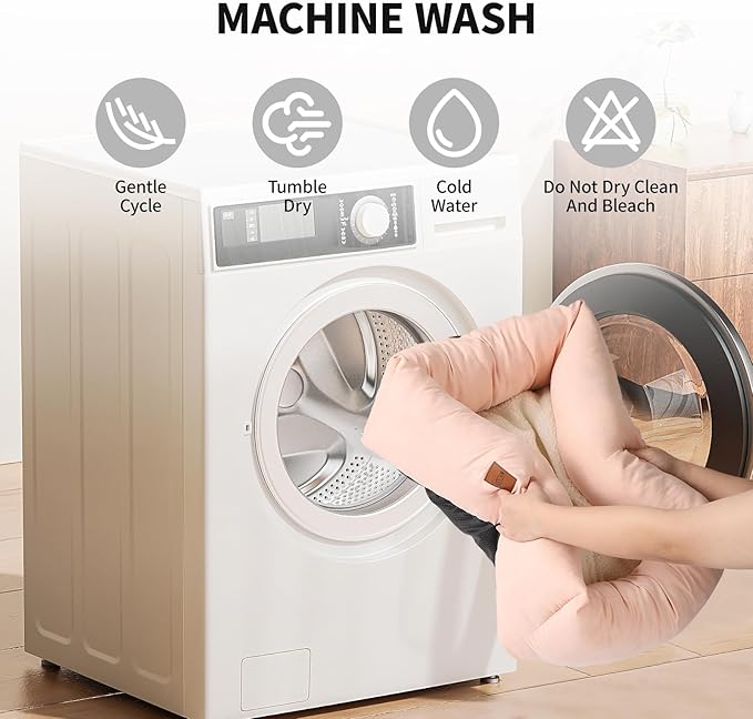 25In Dog Bed for Small Medium Sized Dogs - Washable Rectangle Puppy Bed for Indoor Outdoor, Cozy Pet Bed with Support Pillow & Non-Slip Bottom(Pink, Medium)