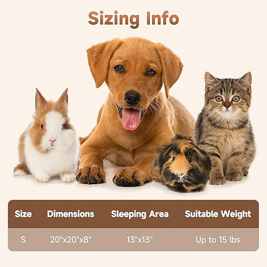 Calming Dog & Cat Bed 2 Pack, 20'' Cat Beds for Indoor Cats, Donut Bed for Puppy and Kitten, Washable Round Fluffy Pet Bed for Small Medium Dogs and Cats (Brown&Grey)