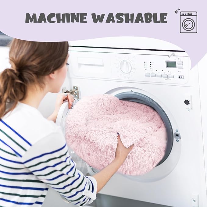 Himax Dog Beds for Medium Dogs, Pink Dog Bed with Blanket Attached, Calming Anti-Anxiety Fluffy Dogs Beds Washable (20"/26"/35")