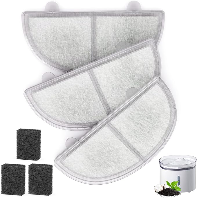 3 Pack Cat Water Fountain Filter, Replacement Filters for WF20/CF20 Wireless Pumps Cat Water Fountain,Triple Filtration System (3 Pcs Sponges)
