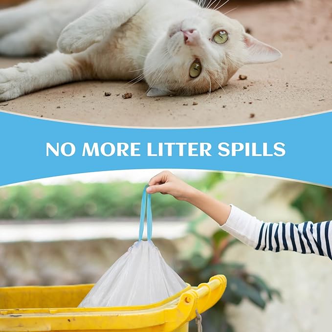 120 Count Self-Cleaning Cat Litter Box Liners Bag Compatible with Meowant MW-SC01/MW-SC02/MW-LR01, Heavy Duty Thick Drawstring Replacement Cat Litter Bags Self Cleaning Litter Box Bags 18 * 12"