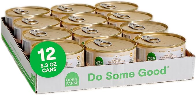 Open Farm Canned Cat Food, Paté for Complete & Balanced Nutrition, Grain-Free and Legume-Free Wet Cat Food, Harvest Chicken Recipe, 5.3oz Cans (Case of 12)