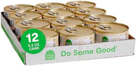 Open Farm Canned Cat Food, Paté for Complete & Balanced Nutrition, Grain-Free and Legume-Free Wet Cat Food, Harvest Chicken Recipe, 5.3oz Cans (Case of 12)