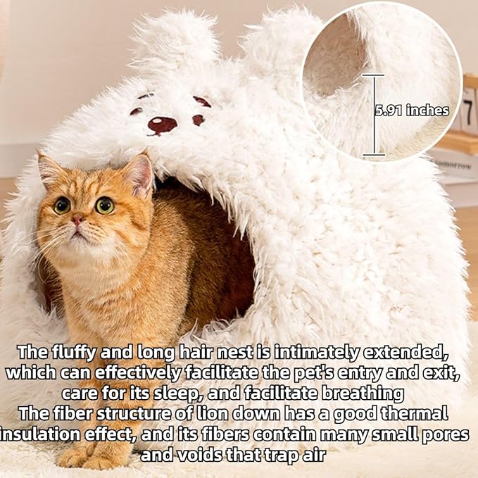 Animal Design Pet Bed Cat Dog Bed for Indoor Cats Pet Tent Cave with Removable Cushion Plush Half-Enclosed Warm House for Cats Small Dogs Kitten Puppy Sleeping (Deer,Medium)