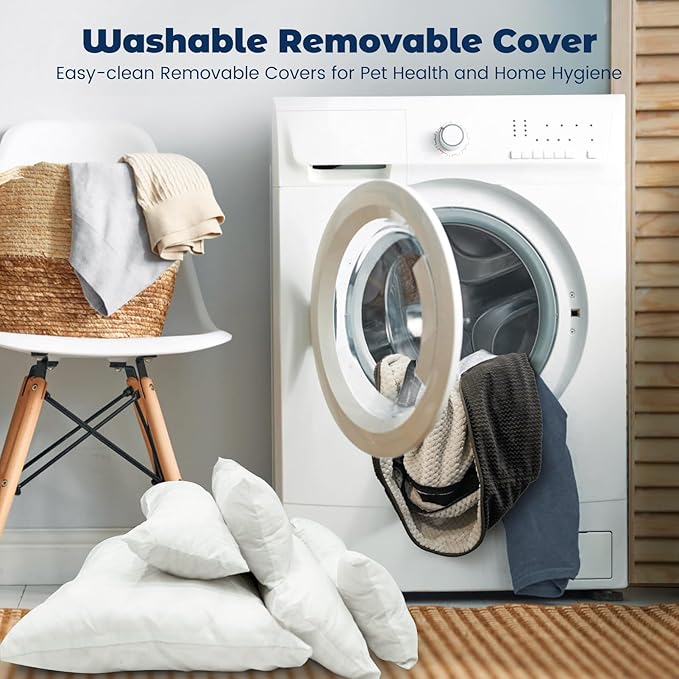 Miguel Removable Washable Dog Bed for Medium Dog Easy Clean - Rectangle Pet Bed for Large Cats with Zipper Cover Bolster Cuddle Puppy Bed with Supportive Side Wall Slip-Resistant Bottom, Brown 30 Inch