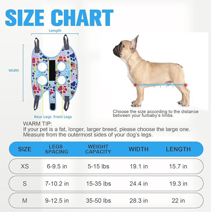 PAWCHIE Dog Grooming Hammock Harness for Dogs & Cats with Pet Nail Clipper Trimmer - Cat Hanger Sling for Trimming Clipping Nails- Dog Hammock Restraint Bag for Small Medium Large Dog, Blue XS