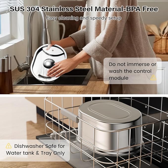 Wireless Cat Water Fountain Stainless Steel, 108oz/3.2L Cat Fountain Battery Operated, Cordless Water Fountains for Cats Indoor Drinking with Motion Sensor,Pet Water Dispenser with 3Filters + 3Sponge