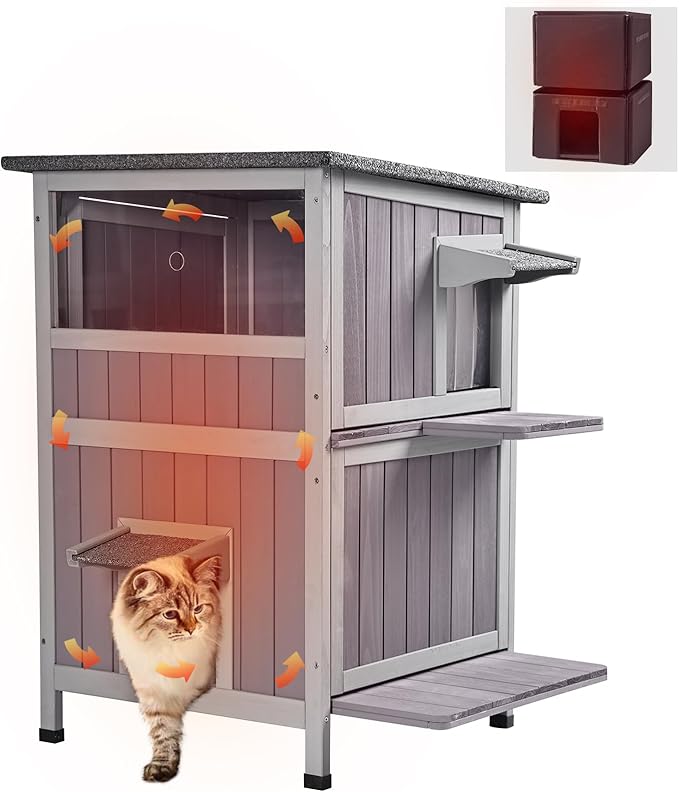Cat House Outdoor Insulated Feral Cat Shelter for Winter