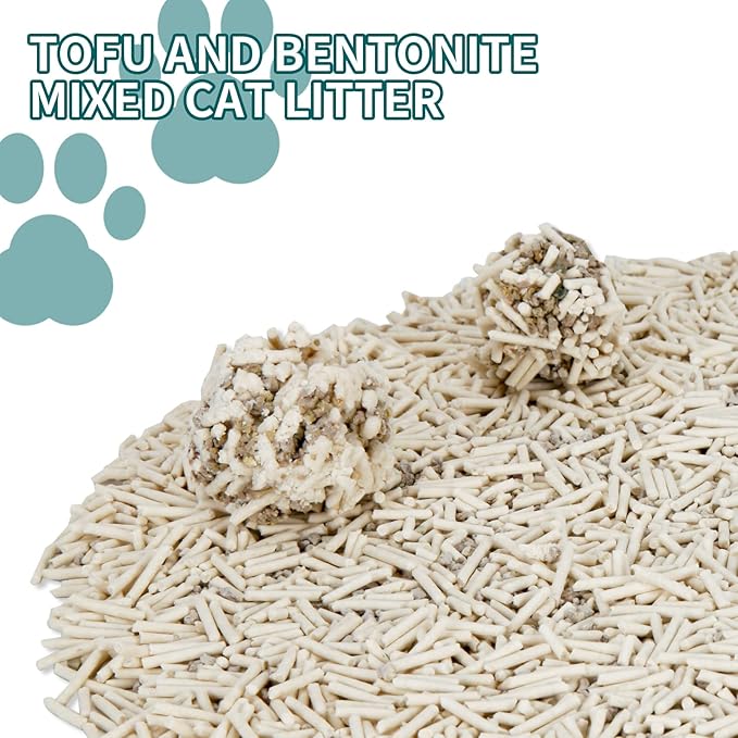 Plant-Based Cat Litter, Odor Control Quick Clumping Tofu Cat Litter, 6 lbs, Low Tracking Dust Control Lightweight Flushable Unscented Natural Kitty Litter
