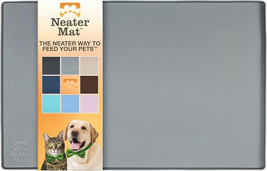 Neater Pet Brands Neater Mat - Waterproof Silicone Pet Bowls Mat - Protect Floors from Food & Water (19" x 12", Gunmetal)