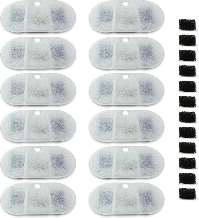 PET STANDARD Replacement Filter Compatible with PETLIBRO® BPA-Free Capsule Pet Water Fountain, 71oz/2.1L, Pack of 12