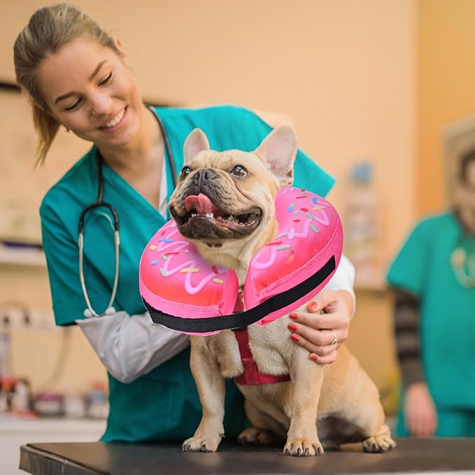 Katoggy Inflatable Dog Cone Collar for Dogs After Surgery, Soft Adjustable Blow up Donut E-Collar for Small Medium Large Dogs and Cats