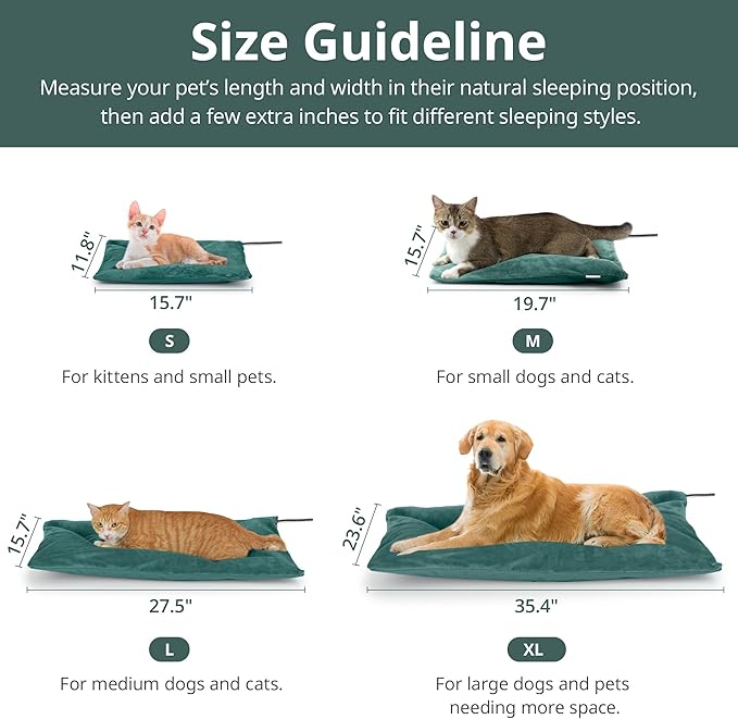 Outdoor Heated Cat Bed, Soft Pet Heating Pad with Steel-Wrapped Cord, Outside Pet Warmer for Feral Cats and Dogs, 15.7" x 11.8", 30 Watts