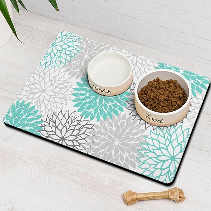 Pet Feeding Mat for Floors Waterproof Dog Mat for Food and Water Absorbent Quick Dry Non Slip mat for Cat Bowls