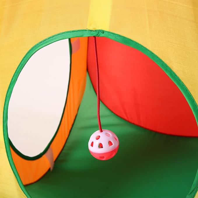 Coolcandy Cat Tunnel & Interactive Cat Toy Indoor, Cube Shape Tunnel Toys for Indoor Cats, Collapsible Interactive Peekaboo Cave with Play Ball, for Multi-Way Play & Small Animals
