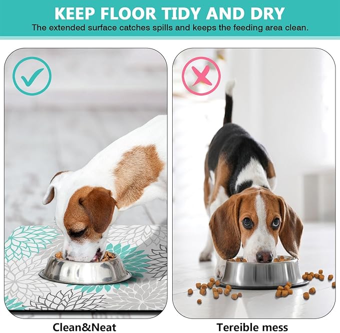 Pet Feeding Mat for Floors Waterproof Dog Mat for Food and Water Absorbent Quick Dry Non Slip mat for Cat Bowls
