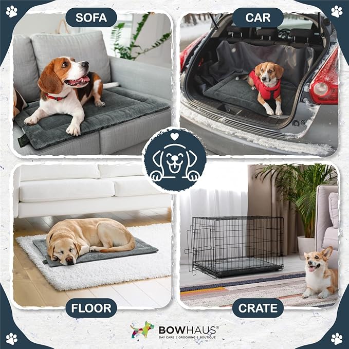 20.8" x 15” Machine-Washable Fluffy Dog Bed for 24" Kennel, Soft Crate Mat with Non-Slip Bottom, Cozy Pet Pad for Sleeping, Small Dog Kennel Flat Bed