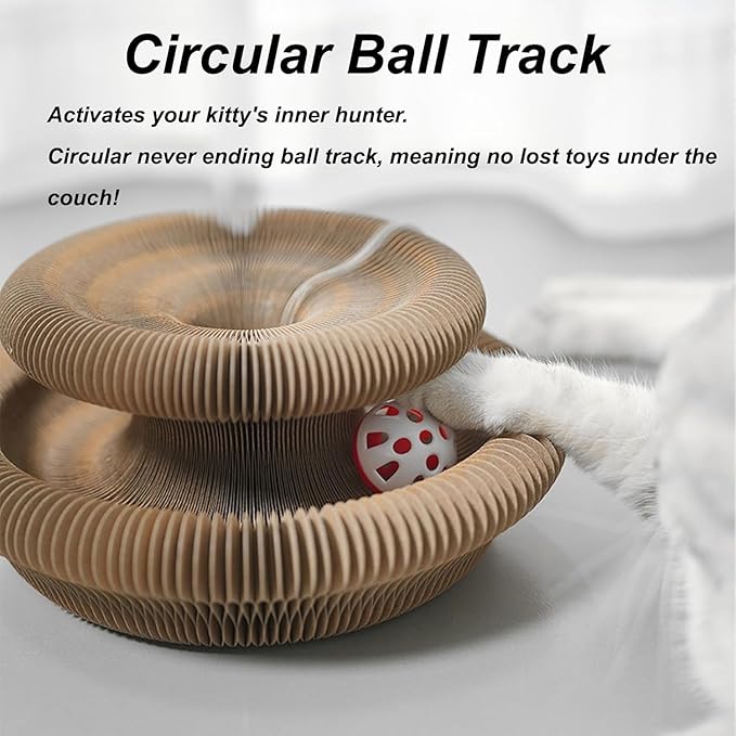 Kitty Kurlz Cat Toy,Magic Organ Cat Toy,Magic Organ Cats Scratcher Board,Foldable Recyclable Accordion Toys with Ball for Cats Indoor(2pcs)