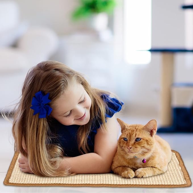 Mixweer 3 Pcs Wall Cat Scratcher Mat 19.7 x 9.8 Wall Mounted Scratching Pad for Indoor Cats Couch Carpet Furniture Protector, with Hook Loop Strips