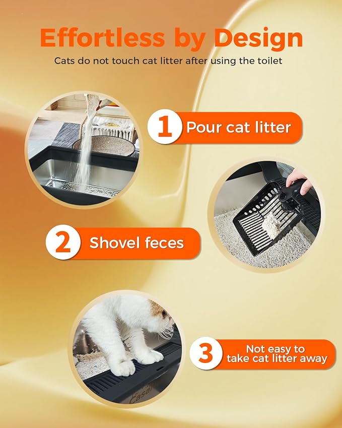 XXXL Stainless Steel Cat Litter Box with Lid 28.1''×20.5''× 10.1” Extra Large Metal Cat Litter Box for Big, Multi Cats, Anti-Leakage & Non-Stick Metal Pan, Easy to Clean, Durable (Black