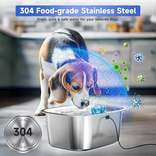 3 Gallon Dog Water Fountain for Large Dogs, 12L Stainless Steel Pet Water Fountain Inside, Automatic Dog Water Bowl Dispenser Dog Drinking Fountain with 2 Filters for Multiple Pets