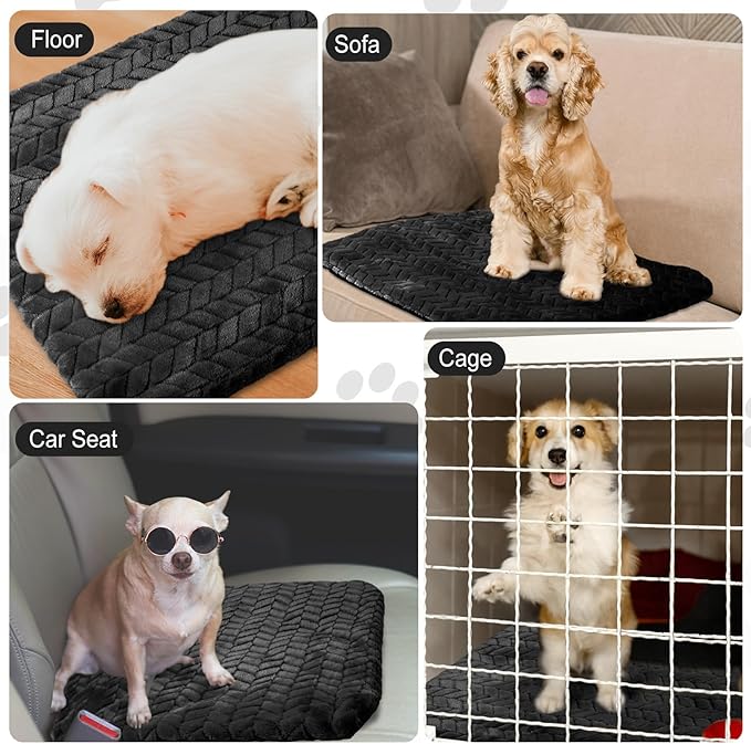 4 Pack Self Heating Cat Pad 16 x 20 Inch Self Warming Cat Bed Non Slip Warm Dog Pad Mat Washable Pet Kennel Crate Bed Mat for Indoor Outdoor Pets(Black,20 x 28 Inch)