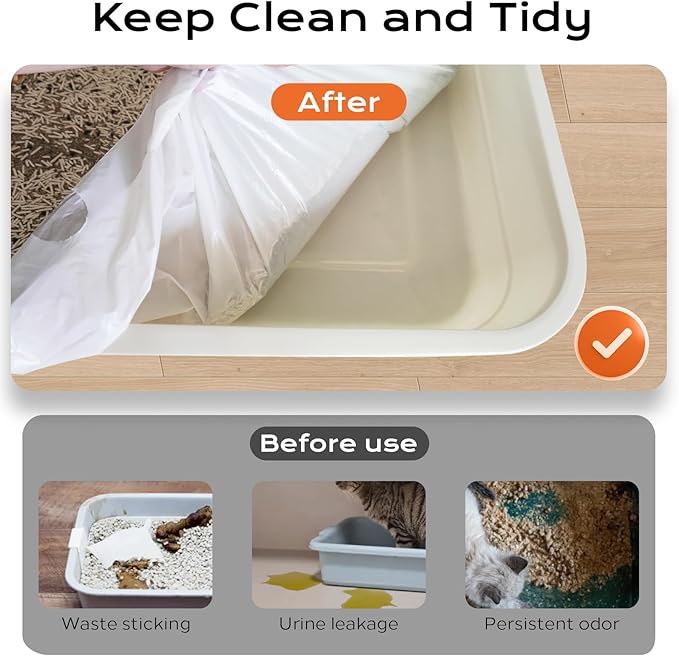 Cat Litter Box Liners, 60 Count Jumbo Size Litter Box Bags with Drawstring, Large Heavy Duty Litter Liners for Self Cleaning Cat Litter Box, Tear Leak Resistant for Pet Supplies(37" x 18")