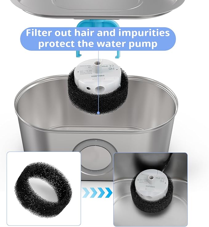 8 Pack Foam Filters Sponge Compatible with SMA-800 Water Pump for Cat Water Fountain, Foam Filter Replacement (8 Sponge) (8 sponge)
