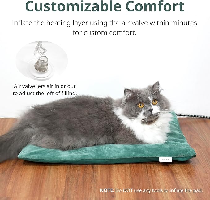 Outdoor Heated Cat Bed, Soft Pet Heating Pad with Steel-Wrapped Cord, Outside Pet Warmer for Feral Cats and Dogs, 19.7" x 15.7", 40 Watts