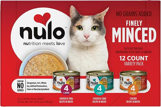 Nulo Finely Minced Variety Flavor Wet Canned Cat Food, 2.8 Ounce (Pack of 12)