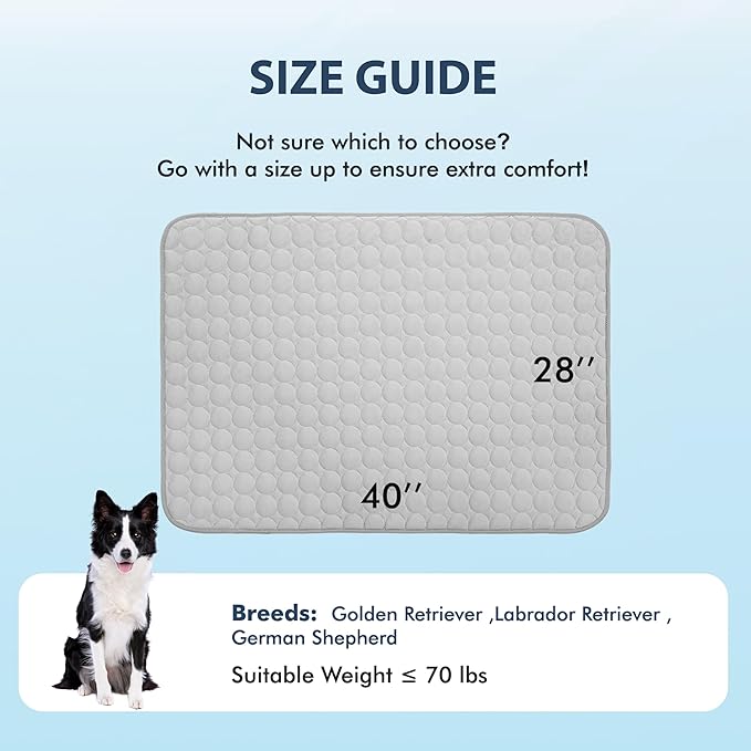 MICROCOSMOS Summer Cooling Mat & Sleeping Pad- Water Absorption Top, Materials Safe, Easy Carry, EZ Clean. Keep Cooling for Pets, Kids and Adults.(Grey, 40" x 28")