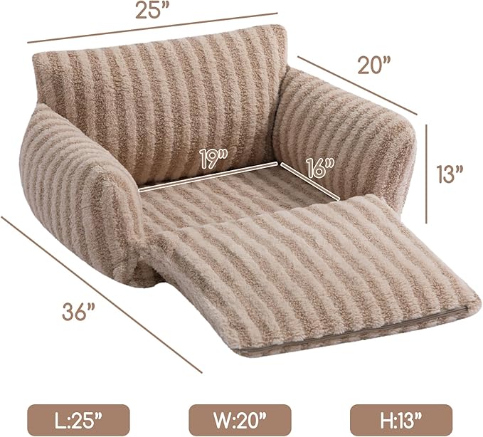 Hollypet Cat Bed Fluffy Plush Mutifuctional Double-Layer Soft Pet Couch Orthopedic Sofa Nest Beds for Small Cats and Dogs, Khaki (25x20x13 inch)