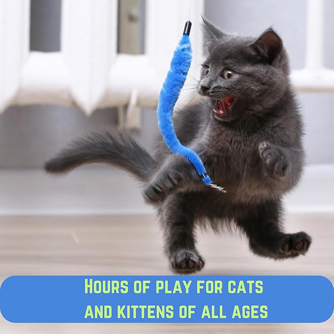 Smokey's Stash Interactive Cat Toy Wand 2pc Cat Fishing Pole Cat Toy for Indoor Cats with Feather and Funny Toy Refills to Drive Kittens Crazy