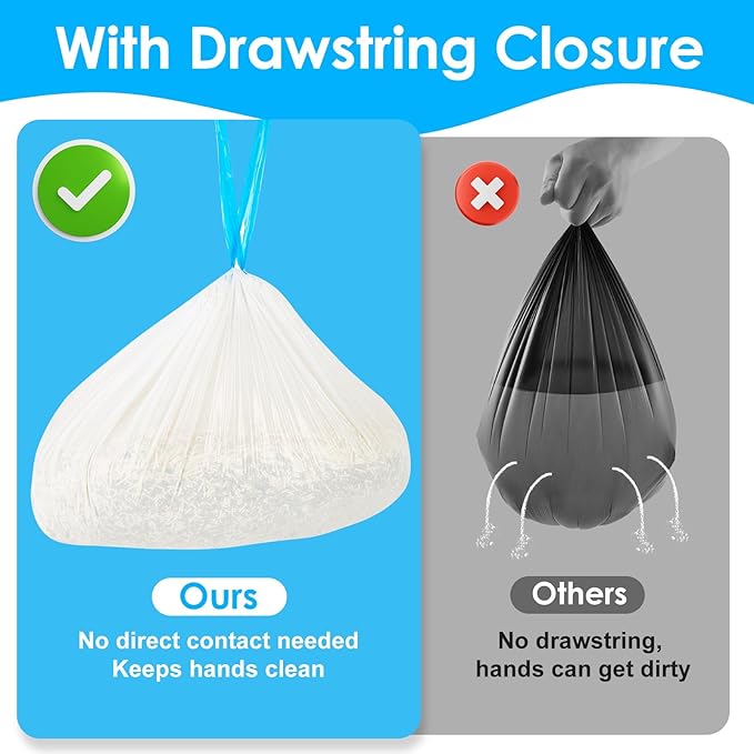 Cat Litter Bags 60 Count,19.68"x17.71" Drawstring Close Litter Box Liners for Automatic Litter Box,Thick Cat Poop Bags,Easy to Clean,Heavy Duty Robot Bag for Self-Cleaning Box