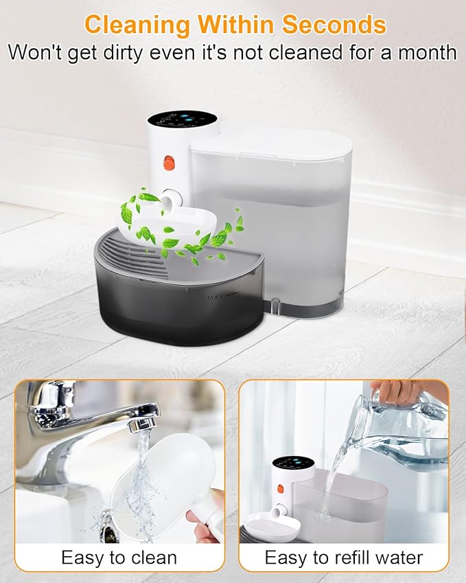 Smart Pet Water Fountain,Filterless Cat Water Fountain No Filter,3L/102oz Ultra Silent Cat Fountain, Separation Design(with A Quick Dry Pet Mat)