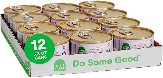 Open Farm Canned Cat Food, Paté for Complete & Balanced Nutrition, Grain-Free and Legume-Free Wet Cat Food, Salmon Recipe, 5.3oz Cans (Case of 12)