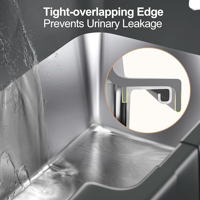 Sousia Enclosed Stainless Steel Cat Litter Box with Lid Extra Large Litter Tray for Big Cats XL Metal Litter Pan with High Wall Sides Enclosure, Non-Sticky Anti-Leakage Easy Cleaning Include Scoop