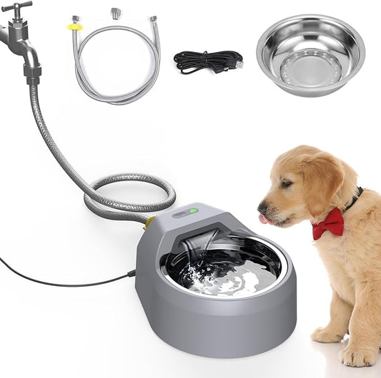 Dog Water Fountain Auto Filling Dog Water Dispenser Connect Water Supply, USB Supply Auto Replenish Water Dog Bowl