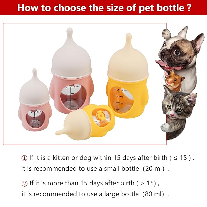 Puppy Bottles for Nursing,Kitten Bottles for Nursing,Pet Feeding Bottle,(Yellow- 20ml)