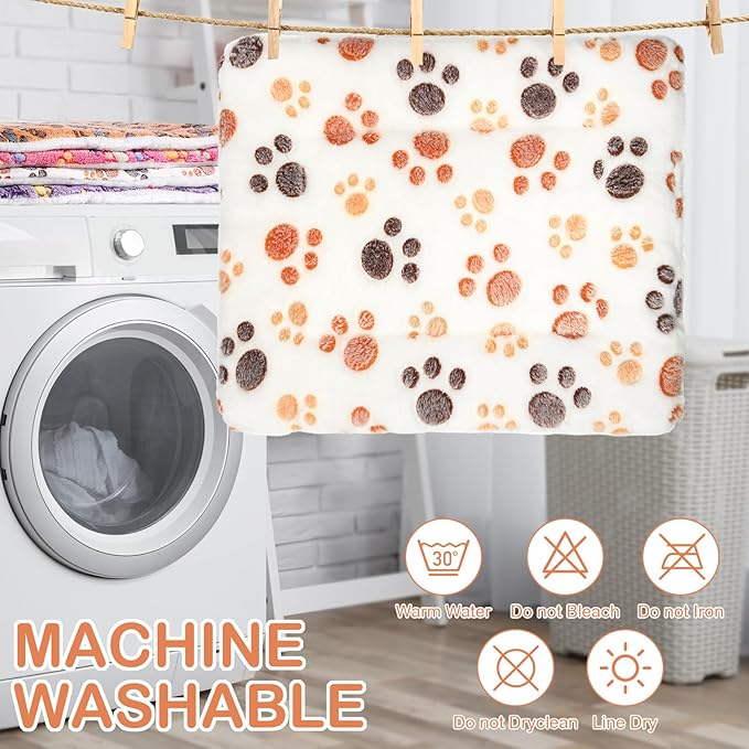 Haull 4 Pcs Waterproof Guinea Pig Bedding Winter Guinea Pig Bed Plush Cage Liners Soft Dog Cat Mat Reversible Winter Cozy Animal Pee Pad Hamster Bed Mat for Bunny(Paw,13 x 10 Inch)