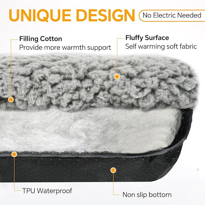 Self Warming Cat Bed Self Heating Cat & Dog Pad - Waterproof Heated Thermal Mat, Non-Slip, Washable for Senior Pets, Kittens, Dogs, Indoor/Outdoor Use, Non-Electric(Grey, 28.8" X 18.9")