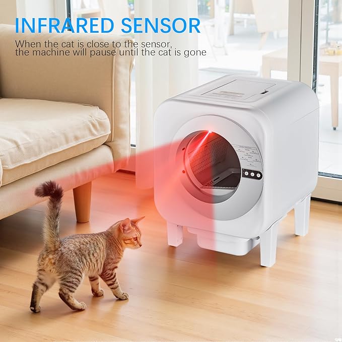 Self-Cleaning Cat Litter Box, Automatic Smart Litter Box with WiFi APP Control, Health Tracking & Odor Eliminator, Large Capacity for Multiple Cats, Safety Lock & Ultra-Quiet Operation