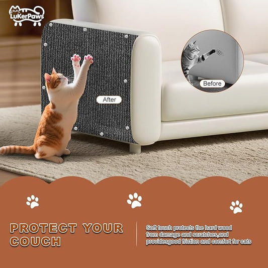 Cat Scratch Mat, Self-Adhesive Trimmable cat Scratch Furniture Protector for Couch, cat Scratch pad,cat Tree,DIY Climbing Carpet for Cat Tower Replacement Pads (Khaki, 39.4" x 15.8")
