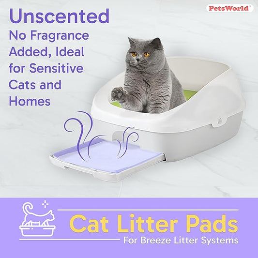 PETSWORLD Cat Pad Refills for Tidy Cats Breeze Litter System 50 Pads for Cat Litter Box, 16.9x11.4 Inch